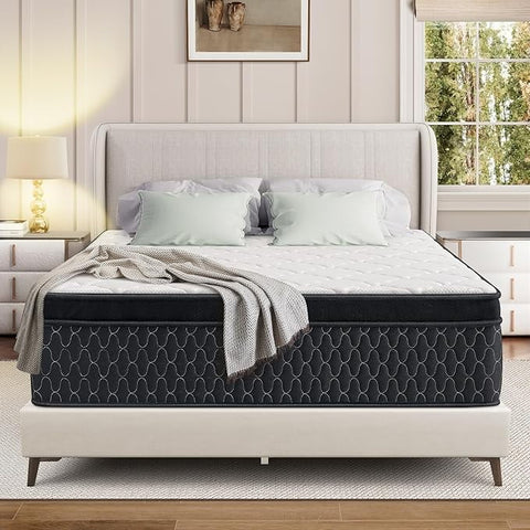 12 Inch Queen Size Mattress,Memory Foam Mattress in a Box with Individually Wrapped Pocket Springs,Motion Isolation,Pressure Relief,Strong Edge Support,Medium Firm