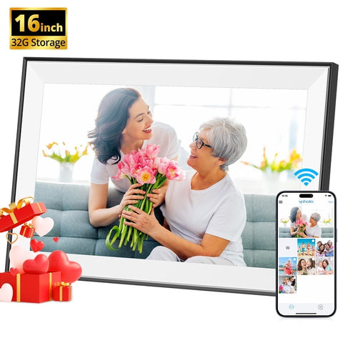 Dragon Touch 16'' 32GB WiFi Digital Picture Frame with 1280 HD Touch Screen, Share Photos/Videos everywhere Best Gift for Mother's Day
