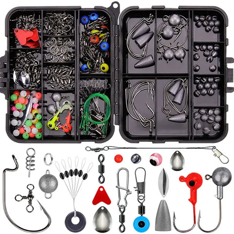 257pcs Fishing Accessories Kit, Freshwater Terminal Tackle Kits, Fishing Set with Tackle Box, Fishing Accessory Gear, Jig Hooks、Fishing Weights & Sinkers