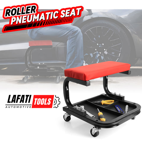 Rolling Creeper Garage/Shop Seat, Soft Padded Mechanic Stool with Segmented Tool Tray Storage, Heavy-Duty Garage Roller Seat with 4 Universal Casters, 330 LBS Capacity