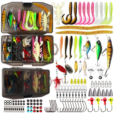 120Pcs Fishing Lures kit-Upgrade Fishing Tackle Box with Tackle Included, Assorted Baits, Hooks & Tackle Included for Bass, Trout, Walleye Freshwater & Saltwater Fishing Gift for Men
