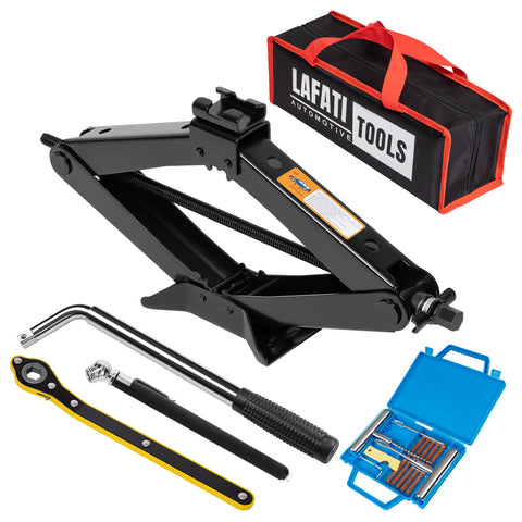 3 Ton (6610 lbs) Universal Scissor Car Jack Kit with Lug Wrench, Tire Repair Tools & Storage Bag, Emergency Tire Changing Kit for Cars, SUVs