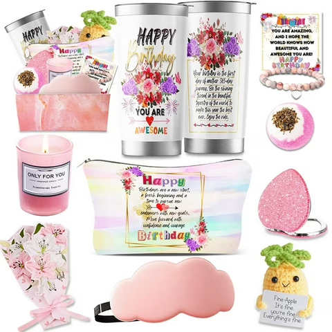 Birthday Gifts for Women, Gifts for Women Birthday Unique,Happy Birthday Gift Basket for Her,Unique Bath Spa Gifts Box,Gift Set for Best Friends Mom Sister Wife Her Girlfriend Coworker Bestie