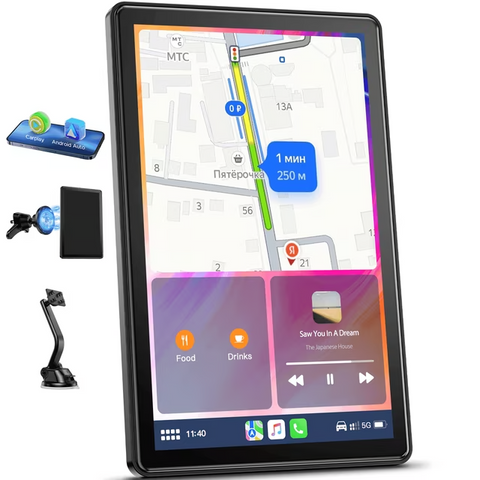 Lamtto 8 inch Wireless Apple Carplay and Android Auto,Portable Touch Carplay Screen for Car, with Bluetooth, FM, GPS Navigation, Siri/Google