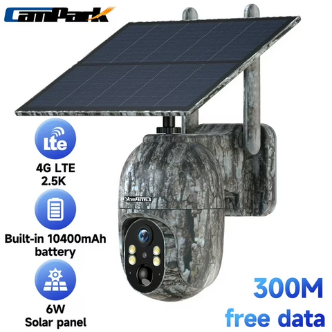 CAMPARK Cellular Trail Camera Wireless 4G LTE, Solar Game Camera with SIM Card, 360° Pan 90°Tilt, 2.5K Night Vision, Live View, Waterproof, Cloud Storage, PIR Motion, No WiFi Hunting Security Camxsxsx