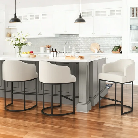 Dycanpo Bar Stools Counter Chairs with Back Sets of 3 Modern Counter Stools for Home Kitchen Beige