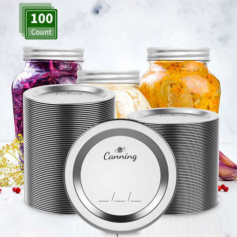 100pcs Regular Mouth Canning Lids, Mason Jar Lids for Canning, Reusable Leak Proof Split-type Solid Lids, Food Grade Material