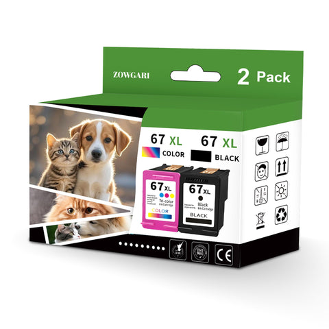 67XL Ink Cartridges Compatible for HP 67 Ink Cartridges for Envy 6000 6052 6058 6452 DeskJet 1255 2700 2732 2752e (Black and Tri-Color)