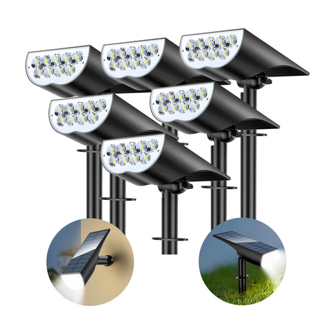Acpouw Solar Lights Outdoor, Solar Spot Lights Outdoor 6500K Daylight White, Solar Landscape Spotlights for Garden Yard Patio Driveway Porch, 6-Pack