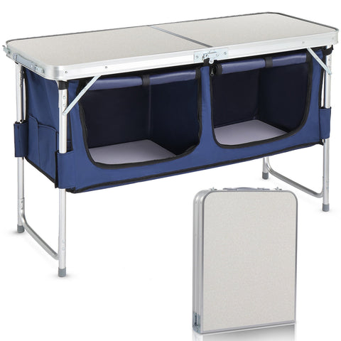 Acpouw 4 Ft Folding Camping Table with Storage