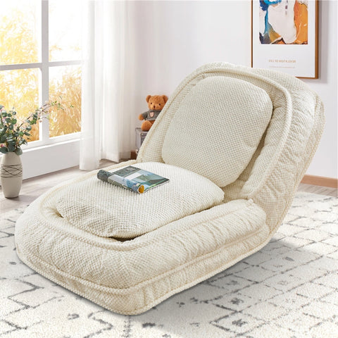 Behost Fold Lazy Sofa Bed,Floor Chair Small Couch with 5 Adjustable for Living Room,Beige