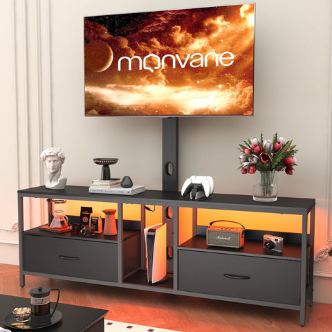 Behost TV Stand with Mount and Fabric Drawers for 65 Inches TV, Entertainment Center and Industrial TV Console Table with Storage for Living Room, Bedroom