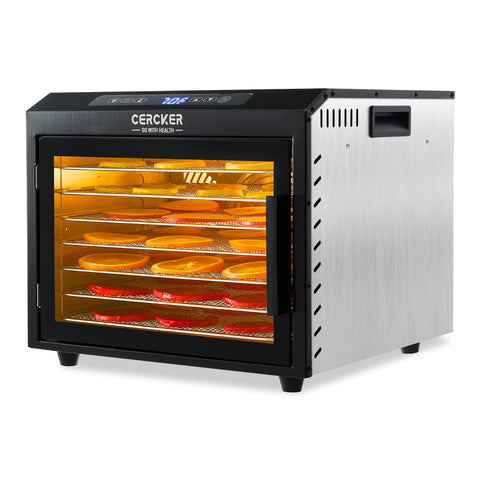 Cercker Food Dehydrator Machine 7 Stainless Steel Trays, 6ft² Jerky Dehydrator 800W, 190ºF Food Dryer
