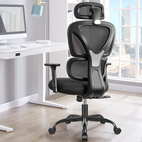 Coolhut Ergonomic Office Chair, High Back Adjustable Computer Desk Chair with Lumbar Support, 300lb, Black