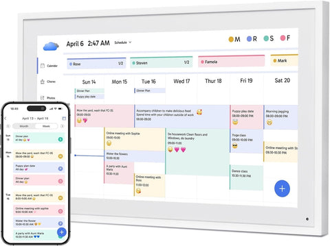 Dragon Touch Digital Calendar, 22 Inch Chore Chart Wall Planner, Touchscreen Interactive Display for Family Schedules with Free Apps-Photo/Rewards/Meals