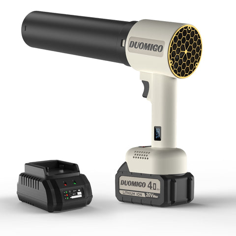 Duomigo 20V Cordless Turbo Dryer Blower for Cars & Patio, 1600g Thrust Violent Blower with 64 Ducted Fan Motor, 4-Speed Hurricane Turbo Fan, 120000RPM Leaf Blower for Car Drying, Snow & Debri