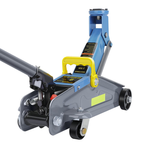 LARBANKE 2 Ton Low Profile Carbon Steel Hydraulic Floor Jack - Single Piston Car Jack with Safety Reflective Tape & 5.11-13" Lift