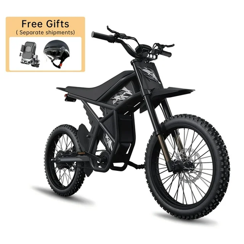 2000W Electric Dirt Bike for Adults Ridingtimes GT73,brushless Hub Motor,18.2AH*2 Electric BIKE with 25" tires digital screen Carbon Steel,BLACK