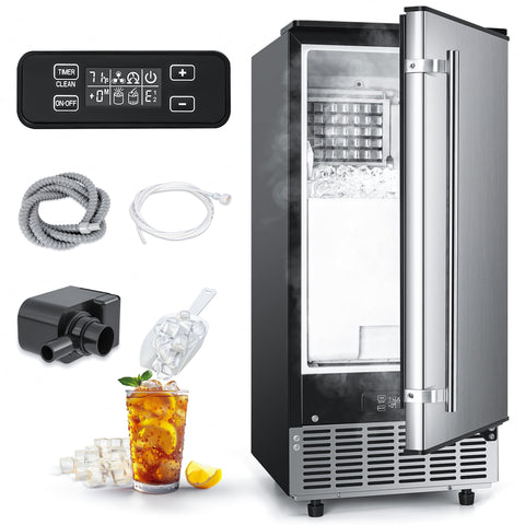 Simzlife 80lbs/24H Undercounter Commercial Ice Maker, Freestanding/Built-In Ice Machine with Clear Cube