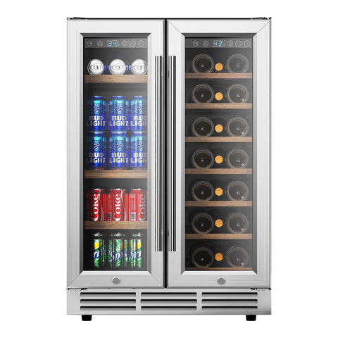Simzlife Wine and Beverage Refrigerator, Wine Cooler- 20 Bottles&60 Cans, Built-in/Freestanding Dual Zone Wine Fridge with Glass Door, Removable Shelves for Home/Bar/Office