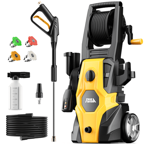 TCISA 3800 PSI Electric Pressure Washer,Max 3 GPM Power Washer with 35FT Power Cord 20FT Hose 5 Nozzles, Soap Cannon for Car Garden Yard Hom