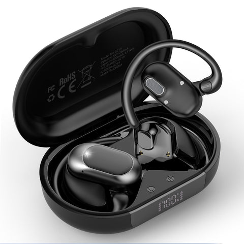 True Open Ear Headphones, OWS Hanging Earphones Wireless Earbuds with Earhooks and Mic, 36H Playtime, Wireless Earbuds Lightweight Design Fit Cycling, Running, Workout