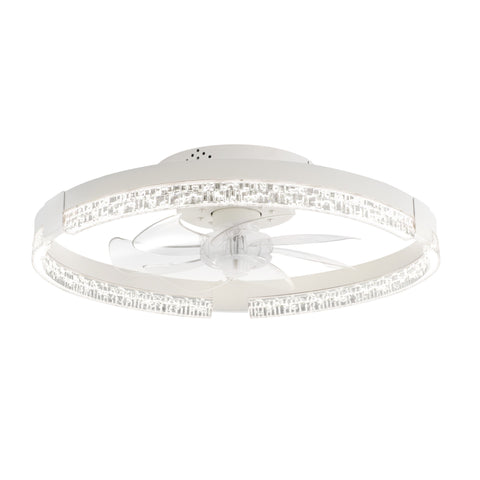 Zardon 20-Inch Flush Mount Ceiling Fan with Light - Remote Control, 6-Speed, Black/White for Indoor Use