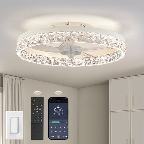 xsd1 Zardon 20" Modern Ceiling Fan with Light and Remote Control & App Control