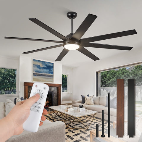 Zardon 65-Inch Ceiling Fan with Light - Remote Control, 6-Speed, Black/Electroplated Gold/Sand Nickel/Oil Bronze/Brown