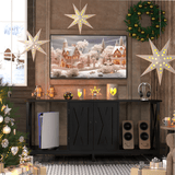 Behost TV Stand for 65 Inch, Farmhouse Entertainment Center with Doors and Storage Cabinet, Mid Century Modern TV Media Console Table with Open Shelf for Living Room,Black