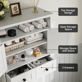 SEEDAY Wall Bathroom Cabinet,Bathroom Medicine Cabinet with Double Door Wall,Two Drawers,Adjustable Shelves,White