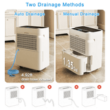 Rocyis 50-Pint Dehumidifier with Drain Hose, Max 3500 Sq. Ft. Dehumidifiers for Home Basement & Large Room, 3L Water Tank, Auto Defrost& Drain, 24H Timer