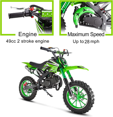 Chepei Gasoline 49cc Dirt Bike for Kids 8-14 - Green