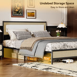 Behost Full Size Bed Frame with Upholstered Headboard, Under Bed Storage