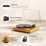 123 MAIO Vinyl Record Player With Bluetooth, 3-Speed 33/45/78RPM Spinner Audio Turntables Built-in Speakers, Headphone Jack