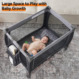 Pamo Babe Baby Playard, Magic Fold 1 Step Portable Playpen Changing Table for Newborn, Four-Panels