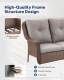 Bellefurn 3 Seater Patio Couch Wicker Outdoor Sofa,Patio Furniture Set with High Curvy Back Non-Slip Thick Cushions for Garden,Backyard,Porch