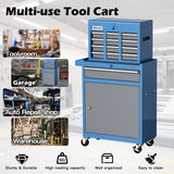 Tool Chest 7-Drawer | 40'' Large Rolling Tool Chest with Wheels | Detachable Top Metal Tool Box | Garage Storage Cabinet for Repair Room,Warehouse | Rolling Tool Box with Hooks,Liners,Tray Divider