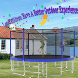 Mersco 15ft Trampoline for Kids Adults,Outdoor Upright-poled Trampoline with Enclosure,Basketball Hoop and Ladder, 1600lbs Loading,Birthday Gifts,Blue