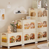 Behost 3 Pack Plastic Large Storage Bins with Lids, Closet Organizers and Storage, Stackable Storage Containers with Wheel, Beige