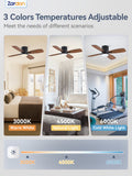 Zardon 42" Modern Ceiling Fan with Light and Remote Control – 6-Speed Quiet DC Motor, 3 Color Temperatures, LED for Bedroom, Living Room & Dining Room-Black