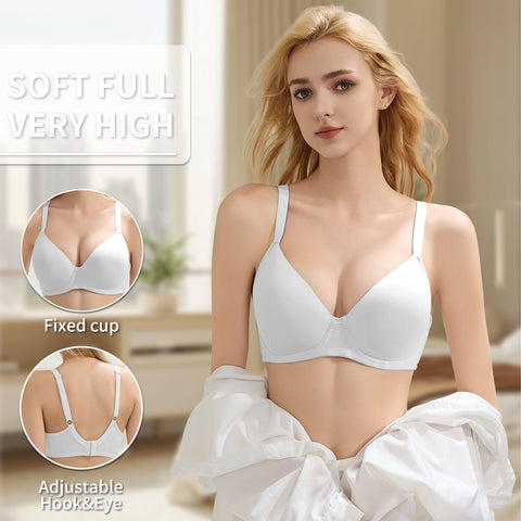 3PC Pack Women Push Up Bra Everyday Underwear Comfortable Lingerie Bralette with Support Anti-Sag