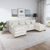 Sectional Couches for Living Room, U Shaped Couches Sectional Sofa with Double Chaise, Black Sofa Couch Sectional Couch for Apartment, Living Room Couch, Belge