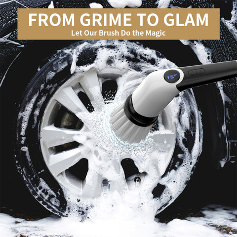 YKYI Electric Spin Scrubber with 8 Brush Heads 3-Speed Voice Broadcast Adjustable Long Handle