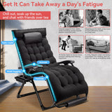Zero Gravity Chair,VECUKTY Patio Lawn for Indoor and Outdoor Chairs ,500lbs Oversized XL 29IN Ergonomic Lounge Folding Reclining Chair,Black