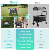 SACVON Baby Stroller Wagon for 2 Kids with Breathable Canopy,Parent Organizer,Removable Seat,2 Cup Holders,Gray