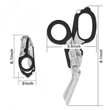 Trauma Shears, Stainless Steel Pocket Scissors Glass Breaker Emergency Response Trauma Scissors,Outdoor Camping Tools Multi-function Shears with 1piece Hook and Loop (Carbon Black)