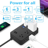 BOHASHIN Power Strip Surge Protector with USB, 4 ft long Extension Cord for 6 Widely Spaced Outlets with 4 USB Fast Charge USB Charging Ports(Black)