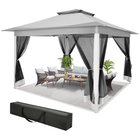 SANOPY 12 x 12 FT Patio Gazebo Outdoor Pop up Gazebo with Mosquito Net&Four Sandbags, Waterproof and UV Protection Gazebo Tent for Backyard