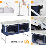 Acpouw 4 Ft Folding Camping Table with Storage